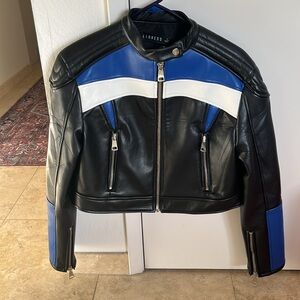 Lioness Black and Blue Leather Jacket